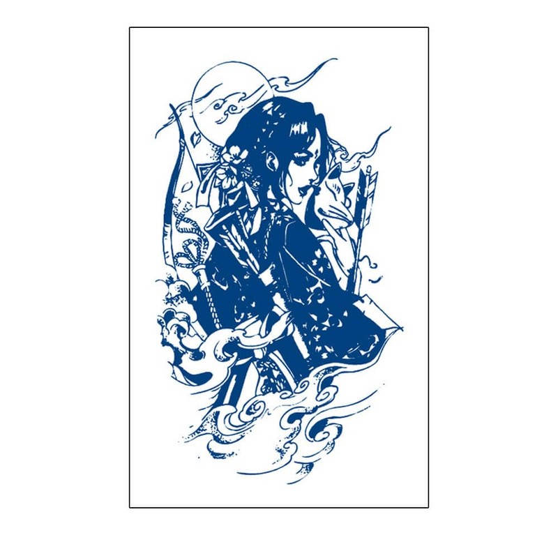 GZ673x2 Temporary Geisha Tattoo, Semi-Permanent Tattoo, Long-Lasting Japanese Warrior Tattoo,