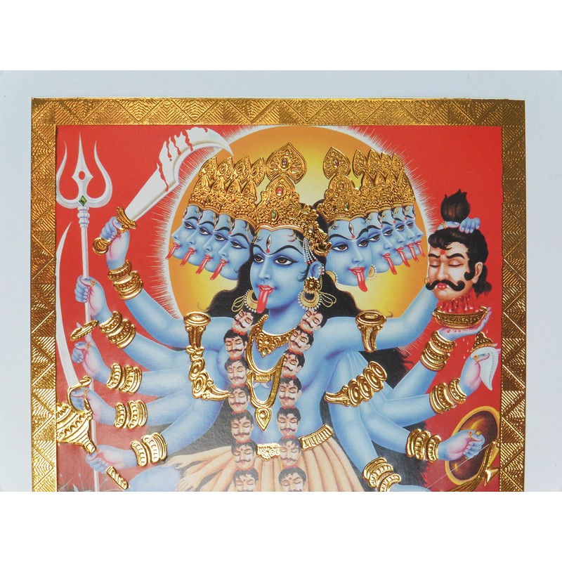Gold Foil Embossed Hindu God Goddess Kali Shrine Picture