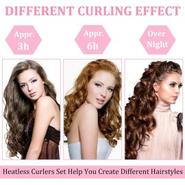6pzs Curly Ondas En Cabello Rizos Sin Calor Tubo Gorro Satin                                                                                          