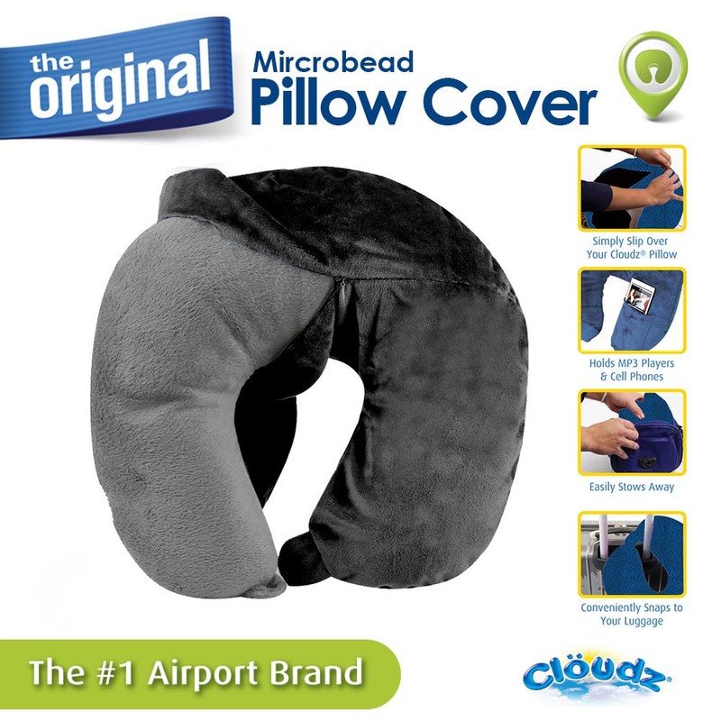 Cloudz Washable Travel Neck Pillow Cover - Black