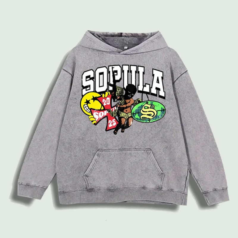 SOPILLA Street Graphic Hoodie 100% Cotton US Warehouse 6 ColorsColor: