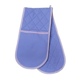 Plain Quilted Cotton Double Oven Glove Kitchen Pot Holder with Hanging Loop (Purple)