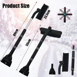 Coffee Life Plus Windscreen Ice Scraper, Car Ice Scraper, 2-in-1 Ice Scraper Car with Broom 64-80 cm Car Ice Scraper with Ice Breaker Function, for Cars, Trucks and SUV Ice Scraper (Black)