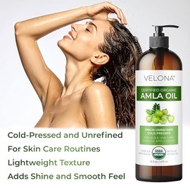 Velona Aceite de AMLA 100% orgánico | Aceite de transporte transparente natural para crecimiento del cabello, cuerpo, cuidado de la cara y la piel | Extra Virgen, sin refinar, prensado en frío | Tamaño: 2, 4, 8, 16, 24, 32, 64 oz y 7 lb, 16 oz