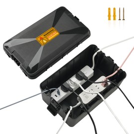 Generic Outdoor Electrical Box, Waterproof Extension Cord Cover with 7 Cable Seal Entry, Weatherproof Electrical Connection Box for Outlet, Power Strips, Holiday Light, Indoor & Outdoor, Black