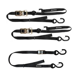 MotoTote Premium Ratchet Straps Tie Down Kit for Motorcycles (3,400 lbs. Break Strength) – Includes 2 Heavy Duty Ratchet Tie Downs with Integrated Soft Loops & 1 Cam Buckle Rear Tire Strap