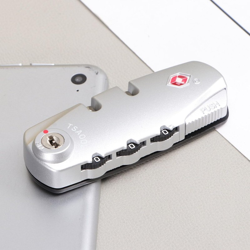 DEARMAMY Silver Tsa Combination Lock: 3-Digit Luggage Lock Integrated Customs