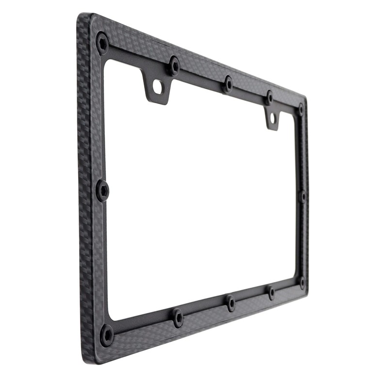 Harrier Hardware Die-Cast Metal Automobile License Plate Frame, Carbon Fiber