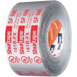 Shurtape SF 686 UL ShurMASTIC Butyl Foil Indoor/Outdoor HVAC Tape, 181B-FX Listed/Printed, 3" x 33.3 Yards, Silver, 1 Roll (111163)