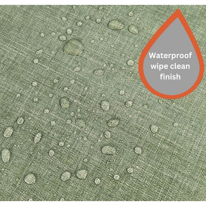Karina Home Moss Green Linen Look Wipe Clean Tablecloth Vinyl