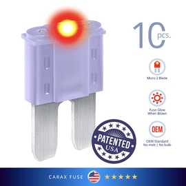 CARAX Glow Fuse – Premium Fuse Micro 2 Blade APT/ATR – 3A Kit 10 pcs – Glow When Blown LED Automotive Fuse – Smart Auto Glow Fuse Easy Identification – 10 pcs
