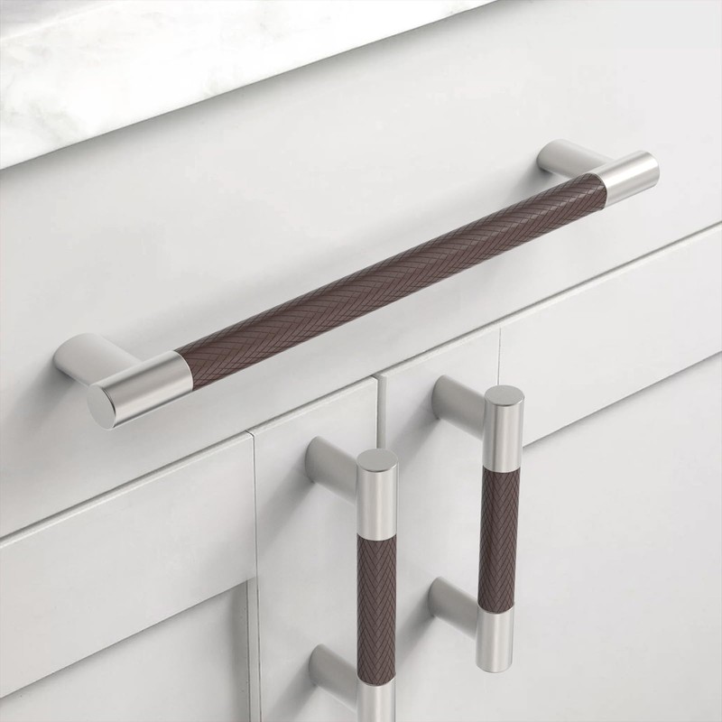 Coinkoly 10 Pack Brown and Brushed Satin Nickel 7 Inch(177mm)