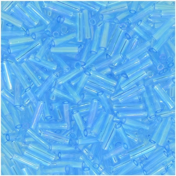 Miyuki Bugle Beads Size #2, 6mm, 17 Gram Tube, Aqua