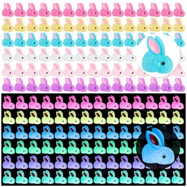 TCSYLSC 120Pcs Luminous Mini Resin Bunny, Miniature Bunny Figurines, Glow in The Dark Tiny Rabbit Ornament for Garden Landscape Aquarium Dollhouse Birthday Party Room Crafts Decor