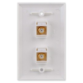 Conwork Dual F Type RG6 Keystone Jack Insert Wall Plate with 3GHz F-pin Coaxial Coupler for Comcast, DIRECTV, Dish Network, Antennas (1-Pack)