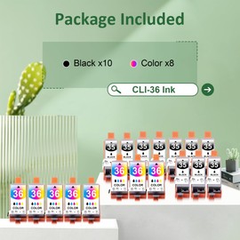 Nalifystic Compatible TR150 Ink Cartridge PGI-35 CLI-36 Replacements or Canon 35 36 Ink Cartridge Work with TR160 TR150 iP110 iP100 Cannon Printer (10 Black, 8 Tri-Color)