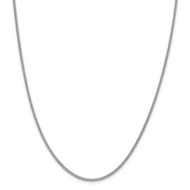 Chain Necklace White Sterling Silver Curb 16 in 2 mm Rhodium-plated 2mm