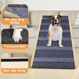 YaFiti Dog Ramp for Bed, Folding Wooden Pet Ramp for Small Large Dogs Cats, 7 Adjustable Height from 10.8" to 26.6", Portable Stable Dog Pet Steps for Car Couch High Bed, Supports Up to 200lbs