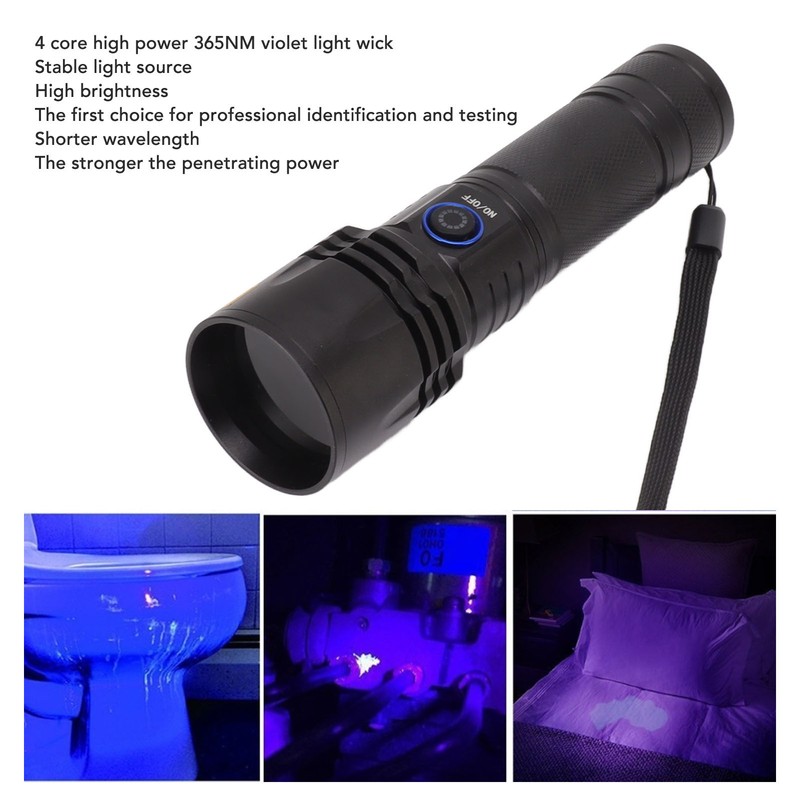 365nm UV Flashlight Professional High Brightness Ultraviolet Black Light Flashlight