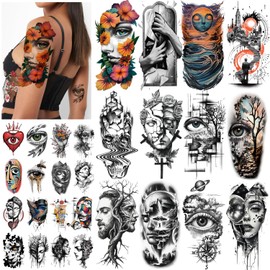 47 Sheets Fantasy Temporary Tattoos, Half Arm Fake Tattoos Stickers for Adult Women Boy Girl