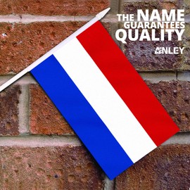 Anley Netherlands Mini Flag 12 Pack - Hand Held Small Miniature Netherlandish Flags on Stick - Fade Resistant & Vivid Colors - 5x8 Inch with Solid Pole & Spear Top