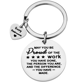 PLwelth Coworker Leaving Gifts for Women Thank You Keychain Going Away Farewell Goodbye Retirement Appreciation Gift for Female Men, Proud Work B Colleague keychain, 大号