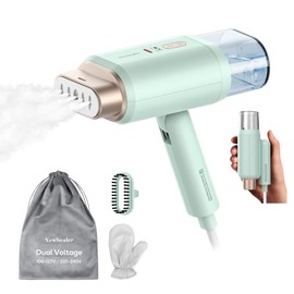 Newbealer Professional Business Travel Steamer, 1200W High-Power Dual Voltage (100-240V), Fast 20s Heat Up for Clothes Horizontal Vertical Steaming, Foldable & Solid 1.72 lbs, 180ml (Green)