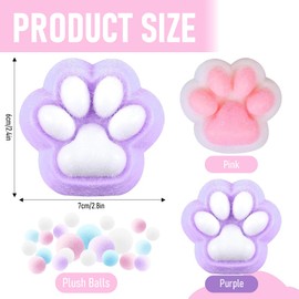 Squishy Cat Paw Squeeze Toy - Cute Cat Paw Toy for Stress Relief, Squeeze Toys for Cat Lovers, Cat Paw Squeeze Toy for Kids and Adults, 2 Pieces (Purple #Pink)