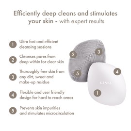 GESKE | Cepillo facial SmartAppGuided™ 4 en 1 | Cepillo de limpieza facial | Cepillo de silicona suave | Limpieza facial profesional | Dispositivo de limpieza facial | Limpieza de la piel