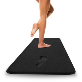 Luxury Bathroom Rug – 1 Piece Memory Foam Bath Mat, Non-Slip & Ultra Soft, Highly Absorbent, Easy to Clean - Black (47"x20")