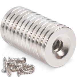 12 Stück Neodym Magnete mit Loch, Neodym Magnet Magnete Stark 18x3-5mm mit Senkbohrung Kleine Runde Magnete Schrauben Magneten für Kühlschrank Pinnwand Magnetboard Küche Büro