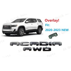 GMC 2PC Set Gloss Black Rear Tailgate Acadia AWD OVERLAY Emblem Fit 2020-2023 Acadia