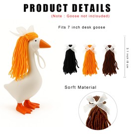 ACHREPLA 3 Pcs Knitted Wigs for 7 Inch Desk Goose Tabletop Goose Outfits Accessory Mini Porch Goose Wig for 7 Inch Geese Figurine Desktop Home Decoration (Short)