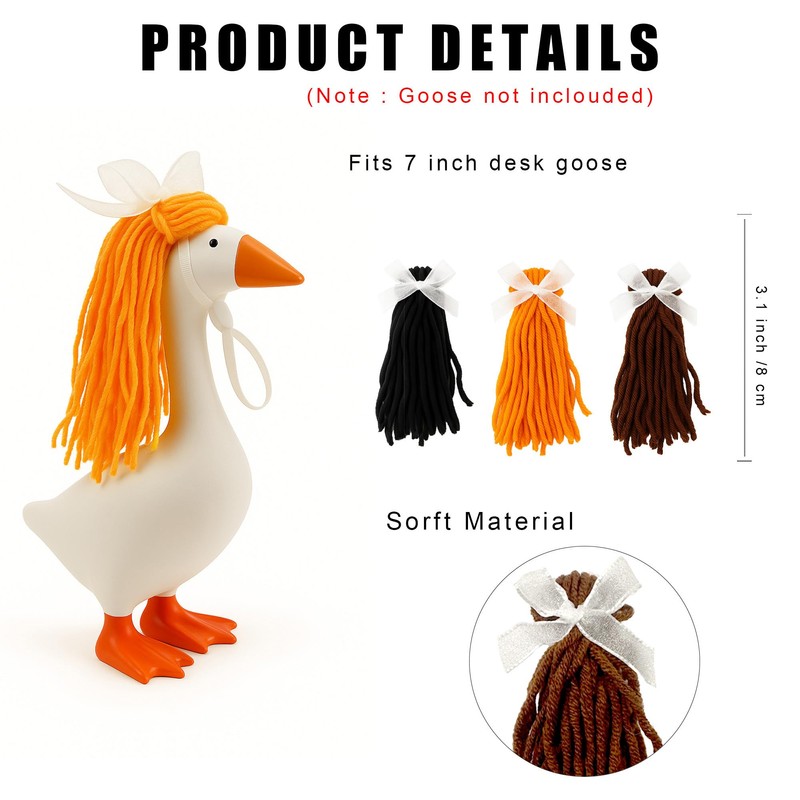 ACHREPLA 3 Pcs Knitted Wigs for 7 Inch Desk Goose