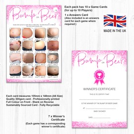 Olivia Samuel Baby Shower Games - 7 Games in 1 Mega Bundle from 10 Player Pack Pink Glitter Design with Winner's Certificates