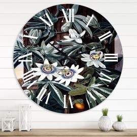 Designart 'Vintage Flowers I' Traditional wall clock - 36 in. high, 36 In. Wide