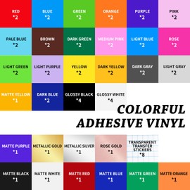 UCEC 66 Pack Permanent Vinyl Compatible with Cricut Maker 4/Maker 3/Explore 3, 12" X 12" Durable Adhesive Vinyl and 8 Transfer Tape for Cutting Machine for Party Decoration, Sticker, DIY Mug