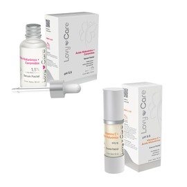 Lovy Care Pack Serum Facial Acido Hialuronico+ Ceramidas+Crema Facial Vitamina C+ acido Hialuronico reafirmante Piel Radiante pH 5.5 Antiarrugas Antifatiga