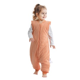 LAT Baby Sleeping Bag with Legs 2.5 TOG,100% Cotton Sleeveless Wearable Blanket with Feet,Winter Warm Sack for Toddler Girls Boys,1-5T(Orange Heart,S/80)