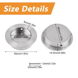 MOROBOR Closet Door Finger Pulls, 4PCS Sliding Closet Door Hardware Pulls Stainless Steel Sliding Door Pulls Round Flush Recessed Cabinet Handles (Brushed Silver/2 Inch)