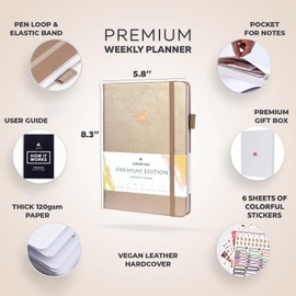 Clever Fox Planner Premium – Undated Blank Appointment Planner with Life Goal & Habit Tracker – Weekly & Monthly Calendar Journal (Pearl)