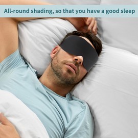 GLIDESMOOTH Sleep Eye Mask, Deep Contoured 3D Eye Covers, Light Block Out, Zero Pressure Blindfold for Men Women's, Adjustable Strap for Sleeping, Black