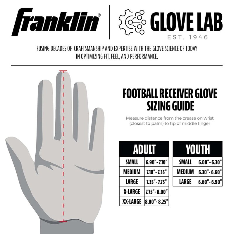 Franklin Sports Supratak Football Receiver Gloves - White/Chrome - Adult
