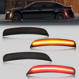 GSOWO 4 PCS LED Side Marker Light Kits for Chrysler 300 2015-2024, Full LED Strip Amber & Red Front Rear Bumper Light, Smoked Lens Fender Sidemarker Lamps, OEM Replacement