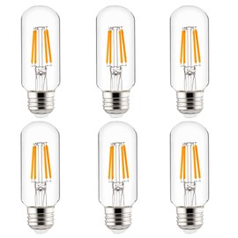 Sunlite 40140 LED Filament T12 Tubular Light Bulb, 3 Watts (40W Equivalent), 350 Lumens, ETL Listed, 100 mm, Medium E26 Base, Dimmable, 2700K Warm White, 6 Pack