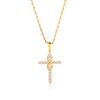 Zircon Stone Studded Cross Necklace for Women 18K Gold Plated