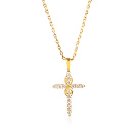 Zircon Stone Studded Cross Necklace for Women 18K Gold Plated Cross Pendant with infinity symbol | Lightweight Adjustable 18K Gold Plated Chain included