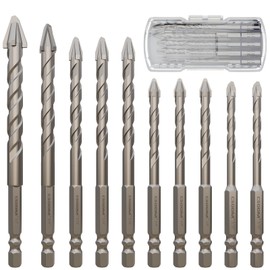 CSOOM 10PCS Latest Upgrade High Strength Eccentric Twist Drill Bit, Cross Eccentric Drill Bit, Multi-Function Drill Bit Sets, Suitable for Tiles, Glass, Marble, and Wood, etc.