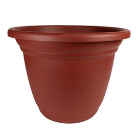 The HC Companies 22 Inch Mojave Round Planter - Large Premium Decorative Plastic Plant Pot with Stone-Look for Indoor Outdoor Use, Brick