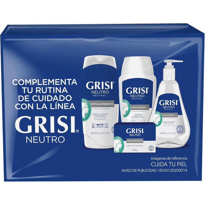 GRISI, Cuadripack Jabón Neutro Limpia y suaviza la piel Pack